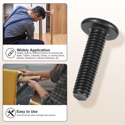 METALLIXITY Set Wrench(M6-1x30mm) 20Pcs, M6 Furniture Crib Screws Replacement with Connector Bolts Screw Barrel Nuts