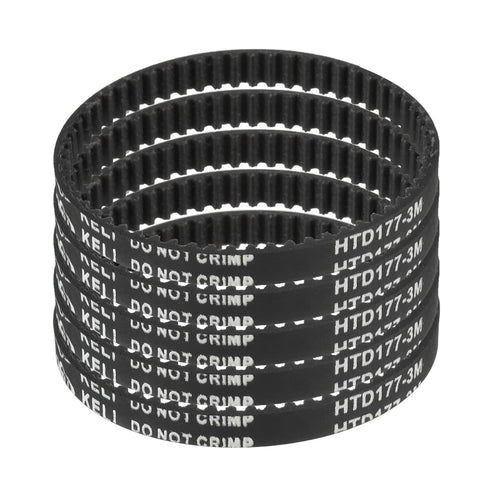 uxcell 5pcs HTD-3M Rubber Timing Belt, 59 Teeth, 177mm Pitch Length x 6mm Width x 2.4mm Height