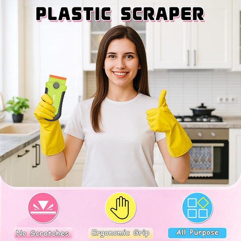 2 10 DIYSELF Pcs Plastic Razor Blade Scraper with Pcs Blades, Plastic Scraper Tool for Adhesive Remover, Scrapers