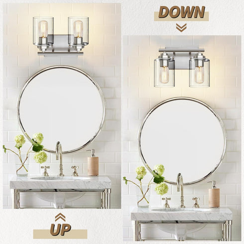 2-Light) SKEJAO Bathroom Vanity Light Over Mirror,Vanity Light for Bathroom,Bathroom Light Fixture Wall Sconce Lighting