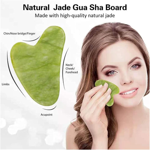 PLKXSEYUJ Set Gua sha Scraper Board Natural Gouache Scraper Jade Massage for Face Neck Back Relax Chinese Traditional