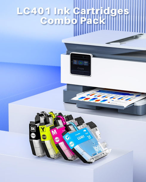 LC401 Ink Cartridges Compatible Replacement for Brother Printers, 4 Pack (Black Cyan Magenta Yellow)
