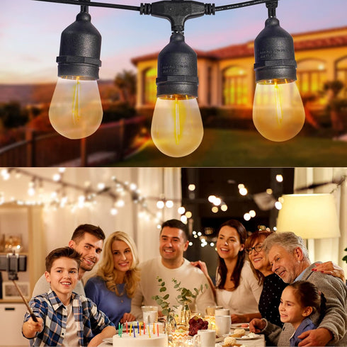 27FT Dimmable Bulbs Solar String Lights Outdoor with Remote, Waterproof Solar Powered Patio Lights for Garden