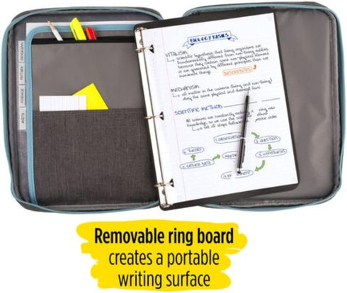 Five Star Zipper Binder, 1 Inch 3-Ring Binder with Pockets and 4-Tab Dividers, 375 Sheet Capacity, Gray/Mint
