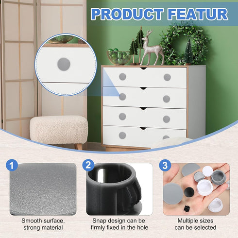 78Pcs 1/2" 3/8"(DxH) Holes(10mm), MECCANIXITY Plastic Hole Plugs, x Hole Cover Tubing End Cap for Round Table Chair