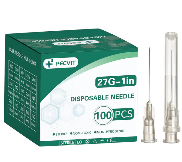100Pack 27Ga 1 inch Needle Luer Lock Lab Dispensing Accessories for Measuring and Refilling Inks