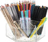 Zonon Clear Acrylic Pen Holder, 360 Degree Rotating Art Pencil Organizer with 7 Compartments for Home Office