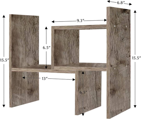 Jerry & Maggie Wooden Desk Organizer for College Dorm Decor, Office Supplies, Makeup Organizer, Grey Oak