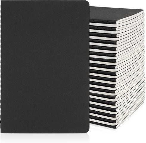 EUSOAR 36pcs A5 Notebook, 5.5"x8.3", 60 Pages, Black, College Ruled, Lined Writing Pads for Business School Office Note