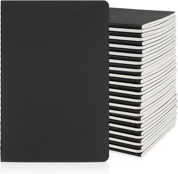 EUSOAR 36pcs A5 Notebook, 5.5"x8.3", 60 Pages, Black, College Ruled, Lined Writing Pads for Business School Office Note
