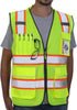 Reflective Safety Vest Yellow Mesh, High Visibility Vest with Pockets, Zipper, Padded Neck, ANSI Class 2, Yellow with