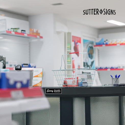 No Public Restroom Sticker Signs – For Retail Stores, Offices, Coffee Shops, Convenience Stands