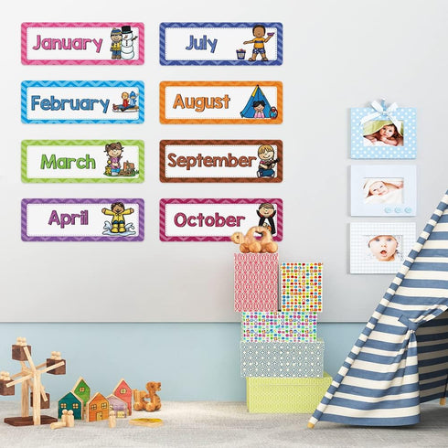 Lachilly 16 Pcs Months of The Year Flashcards, Monthly Headliners for Bulletin Board Classroom Decoration