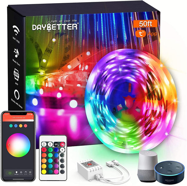 DAYBETTER Smart WiFi Led Lights, Tuya App Controlled, Work with Alexa and