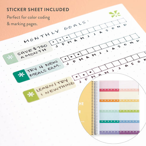 Erin Condren Modern Geometric Coiled Notebook, Platinum Coil, 7x9 Dot Grid