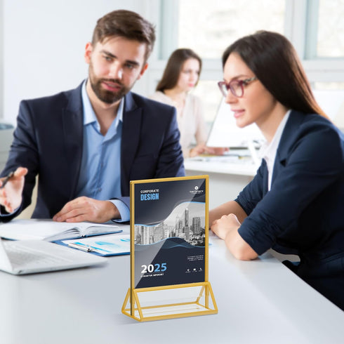 foltsyga 5x7 Holders5 7 Pack 6 Gold Picture Frame Double -Sided Acrylic Sign Holder,Wedding Signs Table Numbers Menu x