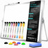 Dry Erase White Board with Stand, Double-Sided 12x16 inch, 10 Markers, 6 Magnets, Portable for Planning