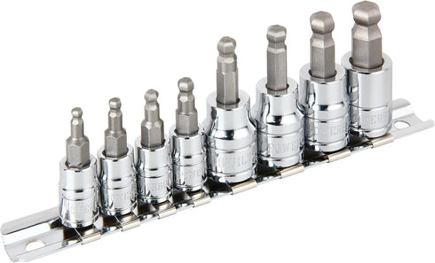 Powerbuilt 642402 8-Piece SAE Wobble Ball Hex Bit Set, Silver