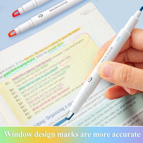 M&G 6 Pcs Cute Dual Tip Highlighters, Rainbow Color No Bleed Quick Dry Chisel Tip for School, Office, Bible Notes