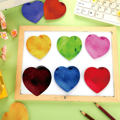 BBTO 720 Sheets Heart Shaped Sticky Notes, 3 x 3 Inch Colorful Memo Pads for Valentine's Day, Removable