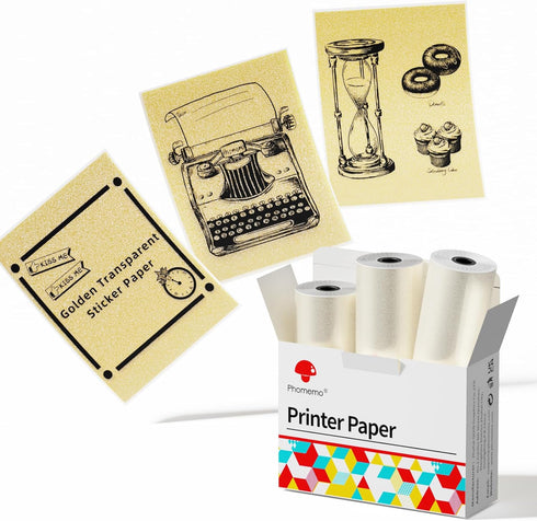 Phomemo Golden Self-Adhesive Thermal Paper - Glossy Printable Sticker Paper for M02/M02 Pro, 50mm x 3.5m