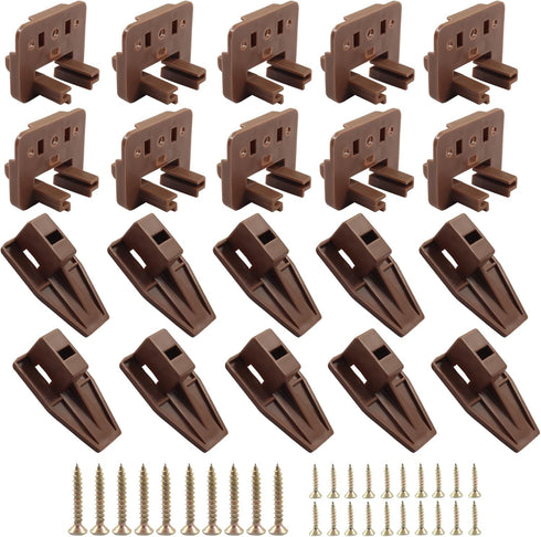 Waziaqoc 10 Set Brown Plastic Replacement Drawer Guides, Slides Drawer Replacement Part Guides,