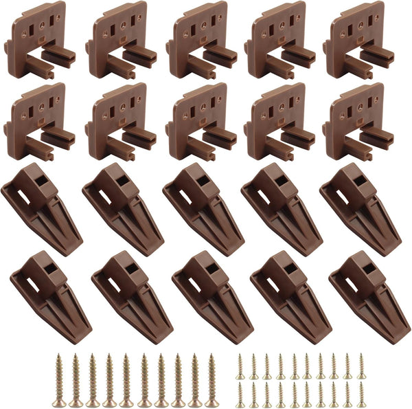 Waziaqoc 10 Set Brown Plastic Replacement Drawer Guides, Slides Drawer Replacement Part Guides,
