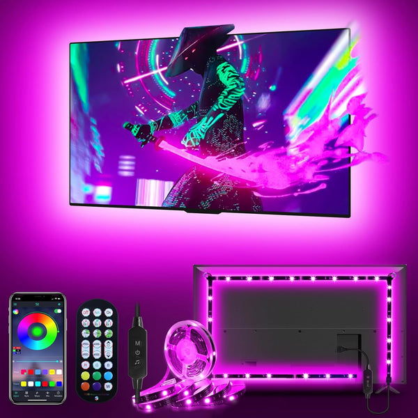 LED Lights for TV, 9.84ft RGB Strip Lights for 32-43 in TV, Bluetooth APP Remote Control Music Sync Light Strip