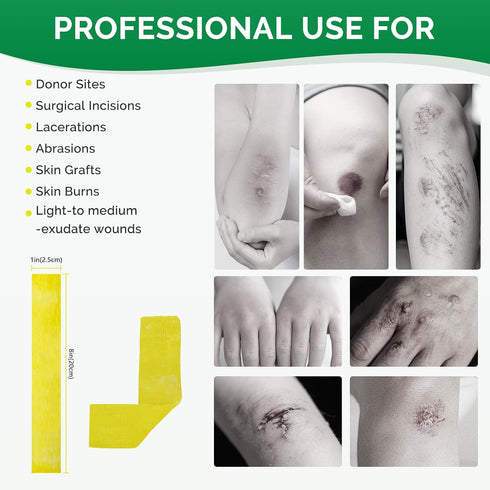 1"x8" (Pack 50) Greetmed Xeroform Petrolatum Dressing Fine Mesh Non Stick Gauze Pads for Wound Care, Sterile
