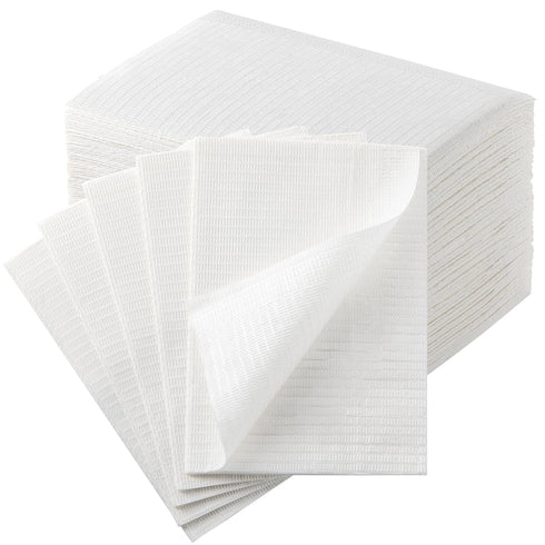 500 Pack 2-Ply 1-Ply 13" 18" JMU Dental Bibs, Tissue Film, White Disposable Dental Bibs Waterproof Tattoo Bib x Patient