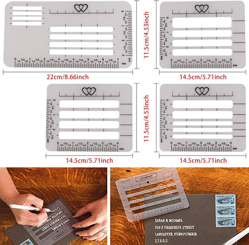 Envelope Addressing Guide Stencil Template Set, BENBO 4 Styles for Making Card Addressing