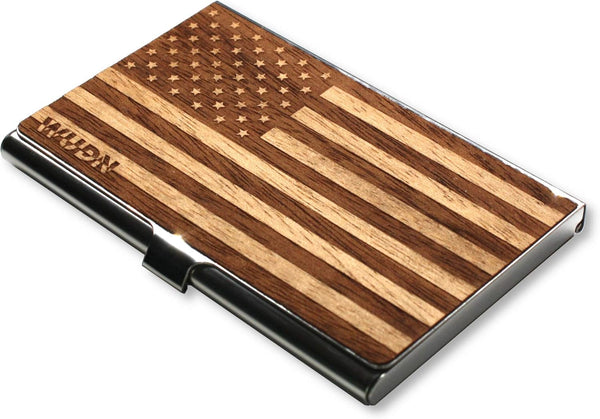 WUDN Handcrafted Business Card Holder Wallet for Men and Women, Holds 20-25 B-Cards or 8-10 Credit Cards, Wooden &