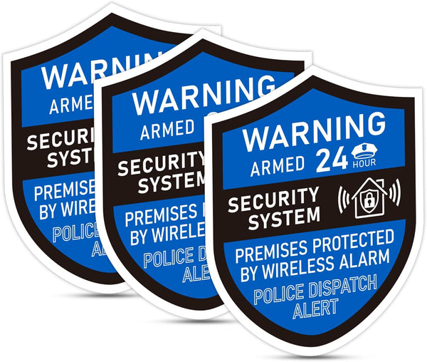 3PCS Security Alarm System Sign for Home, Self-Adhesive Weatherproof Small 24 Hours
