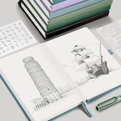 EMSHOI Blank Notebook Journal - 320 Pages, 100gsm Thick Paper, A5 Hardcover Leather, Unlined Sketch Book for Writing