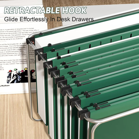 Plastic Hanging File Folder, Letter Size, 12 Pack Reinforced Hang Folders with 2 Inch Expansion, Sturdy File Cabinet