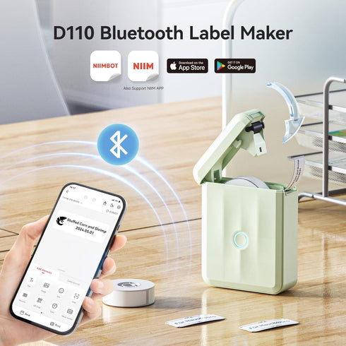 NIIMBOT Label Maker Bluetooth Label Printer, Household Organization D110 Label Maker Machine with Tape, Portable for