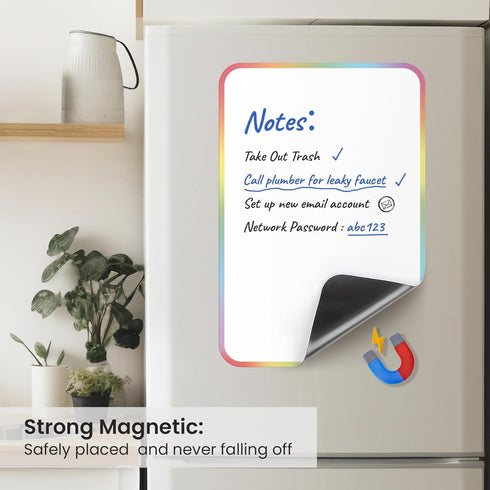 Magnetic Dry Erase Board Sheet for Fridge, 12"x8" Small White Board Organizer with Eraser and Markers