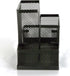 Huron Pen Holder and Desk Organizer, 4 Compartment Black Steel Mesh