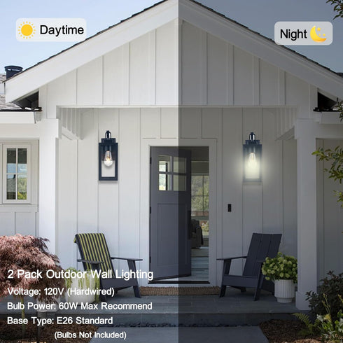E26 Bulbs Outdoor Wall Lantern, Wall Sconce as Porch Lighting Fixture, Medium Base, Metal Housing Plus Glass, not