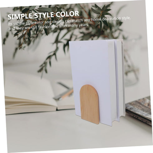 DOITOOL Thickened Wooden Bookend for Desk Organization Simple Style Beech Book Stand for Students Files and Magazines