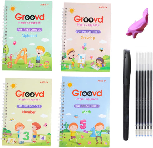 Groovd Children's Magic Copybooks - Reusable Grooved Writing Books for Kids - Handwriting
