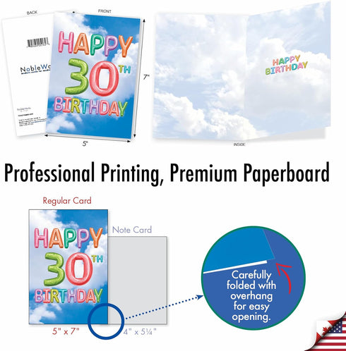The Best Card Company 30th Birthday Greeting Card with Envelope - Milestone Congrats Notecard for 30 Year Old