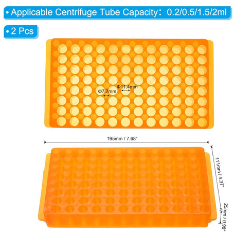 PATIKIL 96 Wells Tube Rack - 2 Pcs Vial Rack Double Panel Centrifuge Tube Holder for Microcentrifuge Tubes