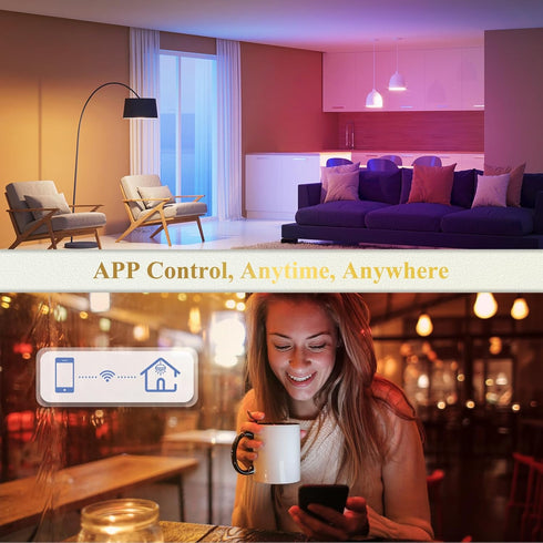Bulbs, Bulb Dimmable, A19 E26 9W 800LM 2.4Ghz 2 Pack DiCUNO Smart Light Wi-Fi Bluetooth LED Lights, Multi Colors