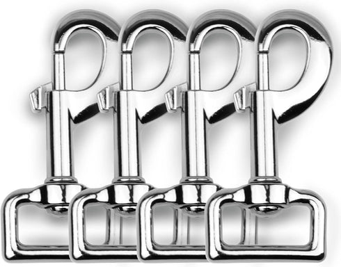 Garwor 1 Inch Heavy Duty Chrome Swivel Snap Hooks - Trigger Snaps for Dog Leash Hook, Key Chain, 4 Pcs