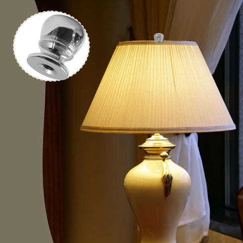 Biaungdo 2 1/4-27 Inch, Pcs Ball Lamp Finial Cap Knob, Silver Lamp Shade Screw Cap Top Lamps Decoration for Lamps Shade