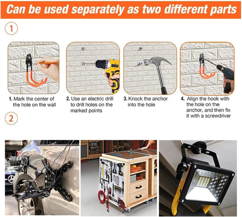 Large Heavy Duty Magnetic Hooks, 4 Pack Strong Magnet Hooks for Power Drill and Garage Tools