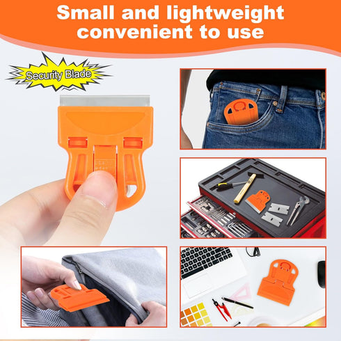 WEGAZ -4 20 Pcs Mini Plastic Razor Blade Scraper Tool-Suitable for Cleaning Windows and Glass Stoves-Equipped