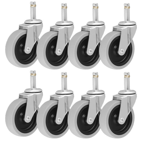 HOZEON 8Pcs 3 Inch Swivel Stem Caster,TPR Stem Casters,Heavy Duty TPR Stem