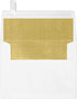 LUXPaper A2 Foil Lined Invitation Envelopes, Peel & Press, 4 3/8" x 5 3/4", White w/Gold LUX Lining, 70lb. Text, 50 Qty